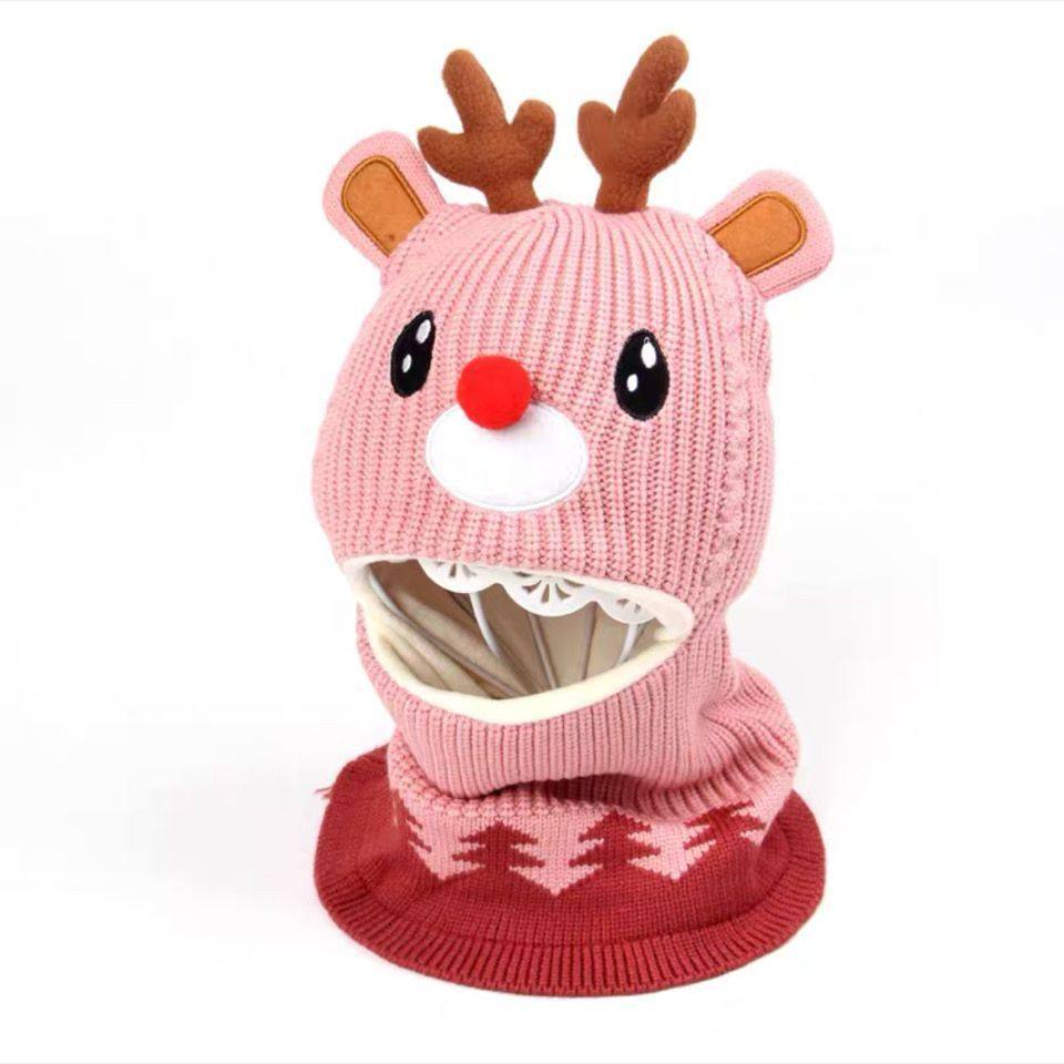 护脖帽子秋冬季护耳小孩毛线帽超萌可爱男女童帽鹿角针织儿童帽子,淘宝优惠券,粉丝福利购,淘宝优惠卷