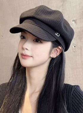 英伦复古百搭女八角贝雷帽春秋
