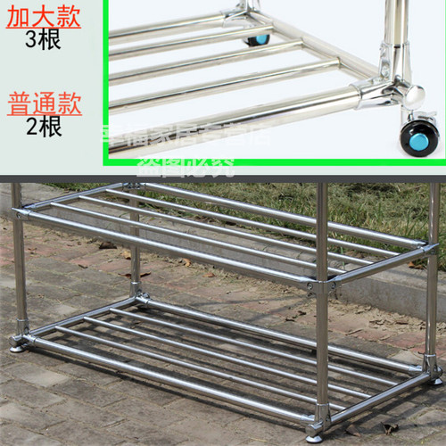 不锈钢移动晾衣架落地阳台带滑轮可活动室内凉衣架加厚双杆晒被架 - 图2