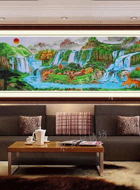 新中式刺绣办公室苏绣画江山如画