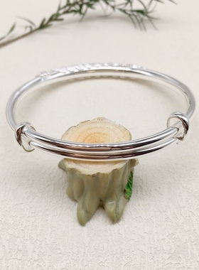 胜银· 花丝孔雀推拉口纯银手镯时尚百搭精致实心女生礼物足银999