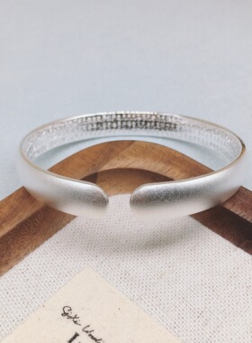 胜银·哑光叶子花缠枝花手镯足银999实心经典百搭时尚送闺蜜礼物