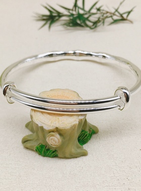 胜银·哑光竹节推拉纯银手镯时尚百搭女生礼物闺蜜经典足银999