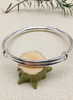 胜银·花丝牡丹推拉纯银手镯时尚百搭女生闺蜜礼物简约足银999