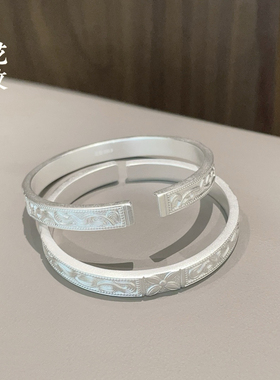 胜银·足银999.9手银国风如意花古法开口送礼物女生小众纯银手镯