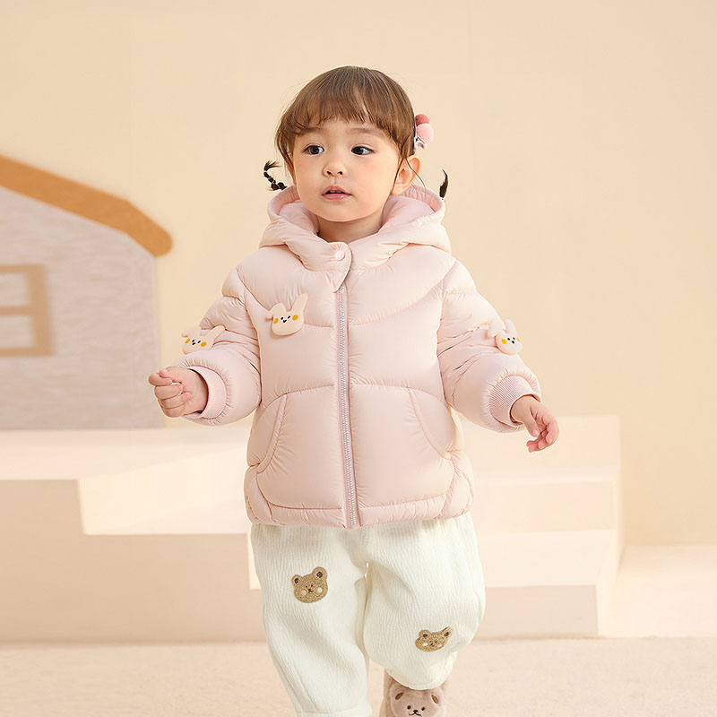 儿童羽绒服女童宝宝加厚外套男童冬装2025新款幼童连帽上衣面包服 - 图0