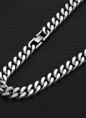 致潮 镜面抛光不锈钢夸张嘻哈古巴项链 服装个性潮流四面磨粗链条