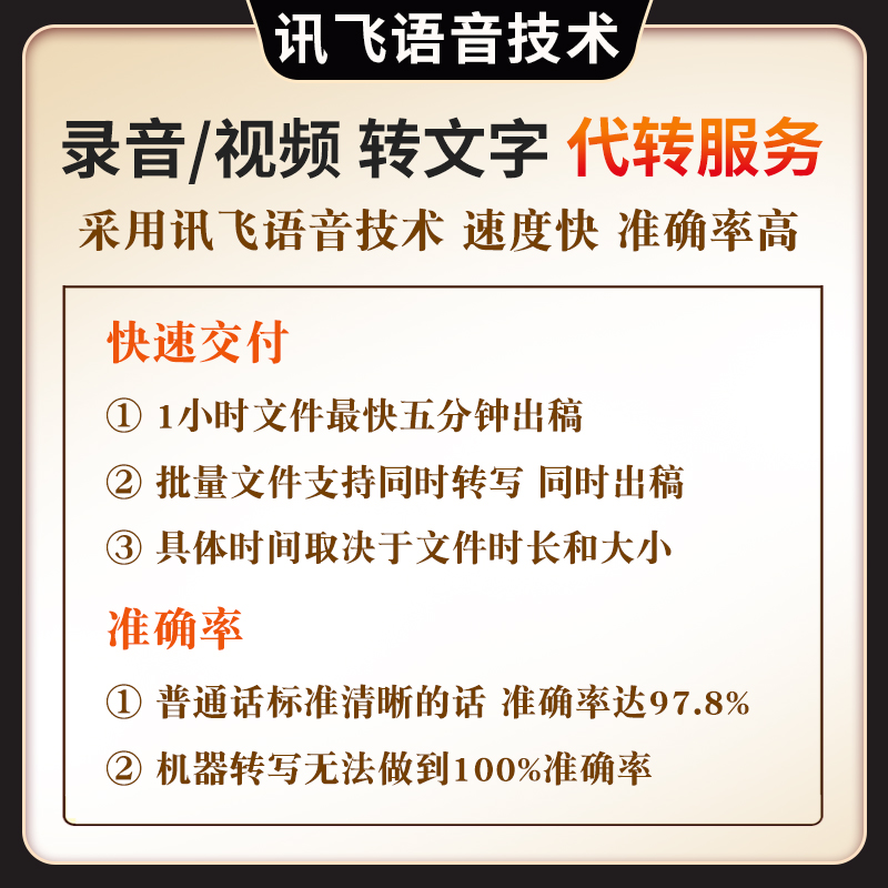 录音视频语音转文字文案逐字稿网课会议直播链接B站讯飞听见代转 - 图1