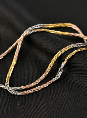 意大利纯银加粗编织超闪毛衣链