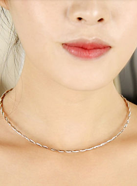 s925项圈女意大利彩金锁骨链玉石