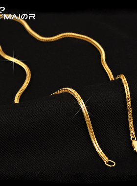 s925纯银男士项链镀女镀18k黄金