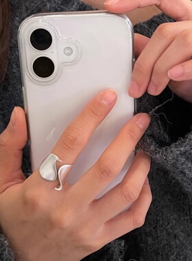 磨砂波浪纹戒指女个性时尚设计感开口指环ins风小众网红食指戒潮