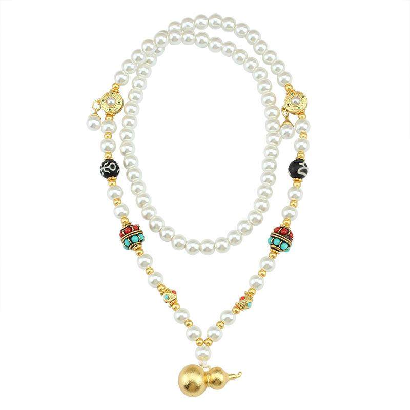 新中式仿珍珠葫芦长款项链女款小众设计感毛衣链汉服旗袍高级配饰,淘宝优惠券,粉丝福利购,淘宝优惠卷