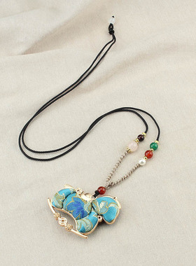 非遗仿宋锦双面小马吊坠项链