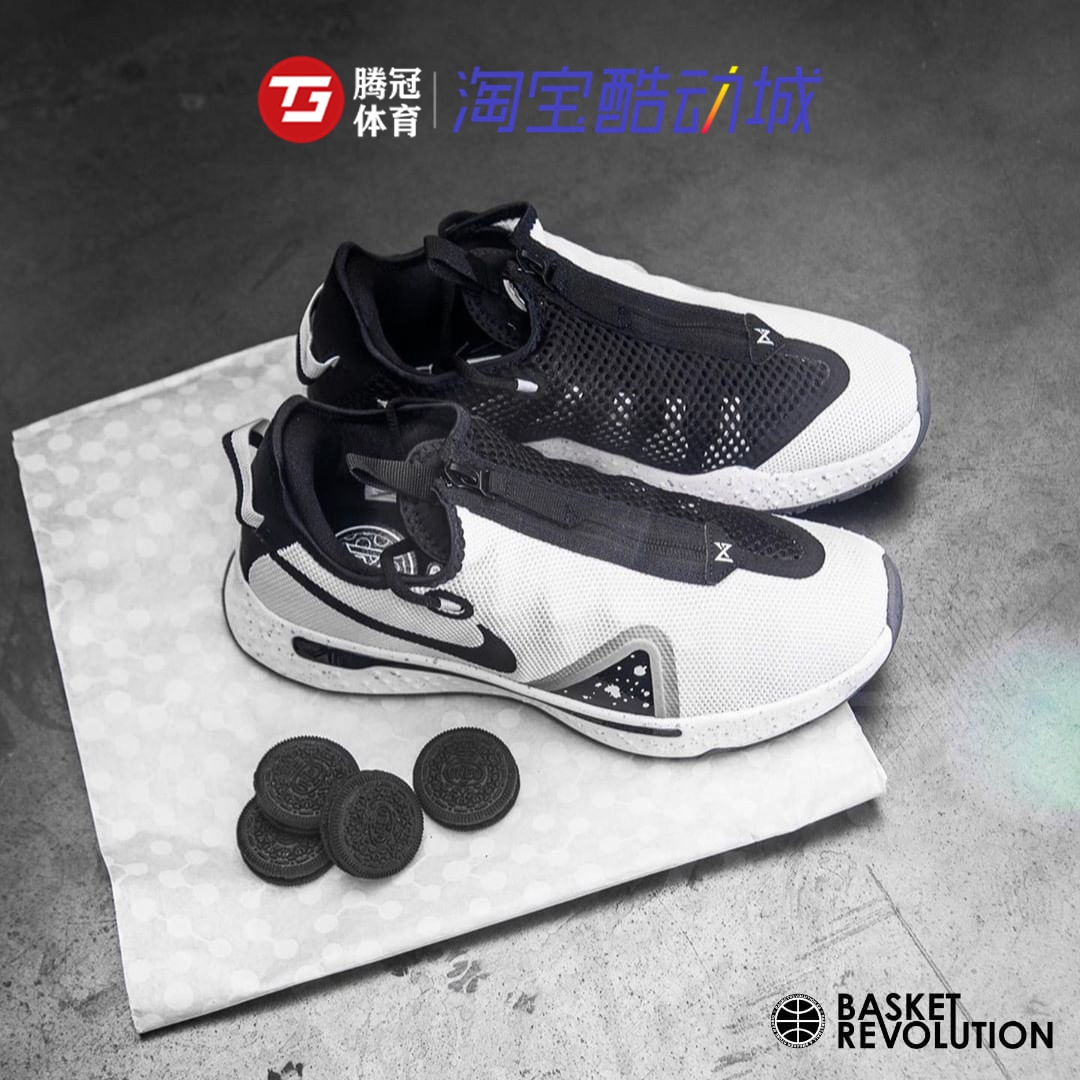 Nike Paul George PG 4 保罗乔治4 男子黑白实战篮球鞋CD5082-100 - 图2