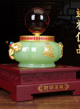 招财聚宝盆水晶球财源滚滚摆件玄关客厅酒柜电视柜高端大气装饰品