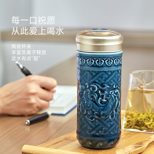 乾唐轩活瓷盛世祥龙随手杯便携水杯茶杯复古陶瓷杯 - 图2
