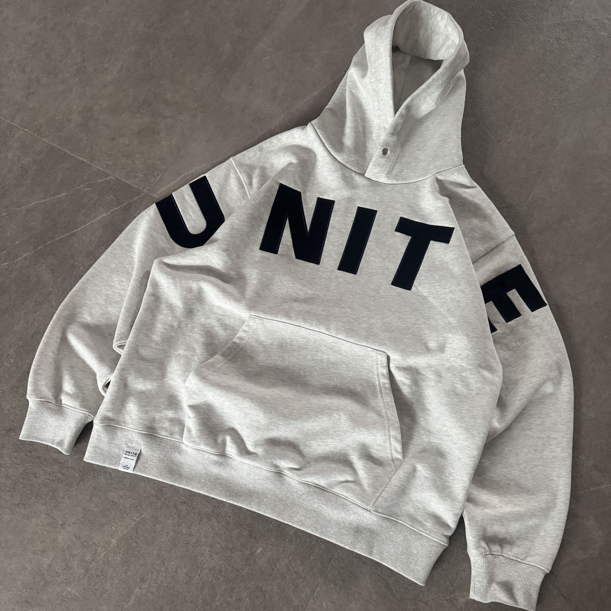 支线Unite Quality+ 500g加绒贴布刺绣重磅廓形秋冬连帽卫衣百搭