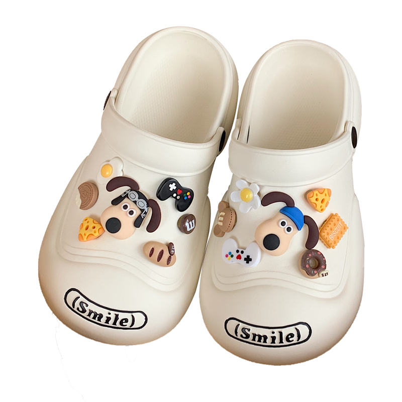 细细条 趣味可爱大头小狗配饰洞洞鞋男女外穿百搭踩屎感eva凉鞋夏,淘宝优惠券,粉丝福利购,淘宝优惠卷