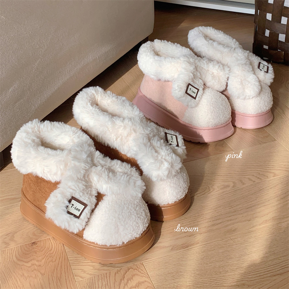 细细条 舒适保暖毛毛雪地靴厚底网红冬季外穿时尚拼色东北棉鞋女,淘宝优惠券,粉丝福利购,淘宝优惠卷