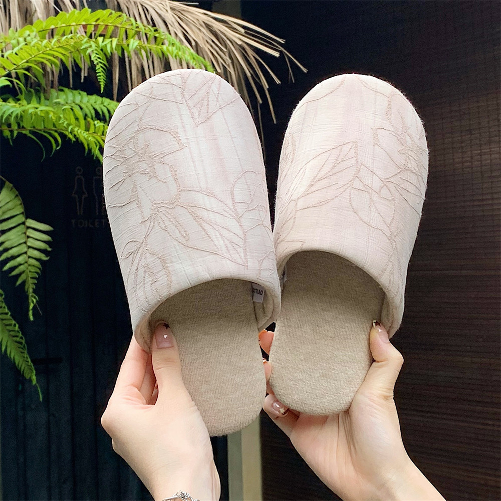 细细条 秋冬中国风茶艺包头棉拖鞋女休闲防滑中式禅意树叶居家鞋,淘宝优惠券,粉丝福利购,淘宝优惠卷