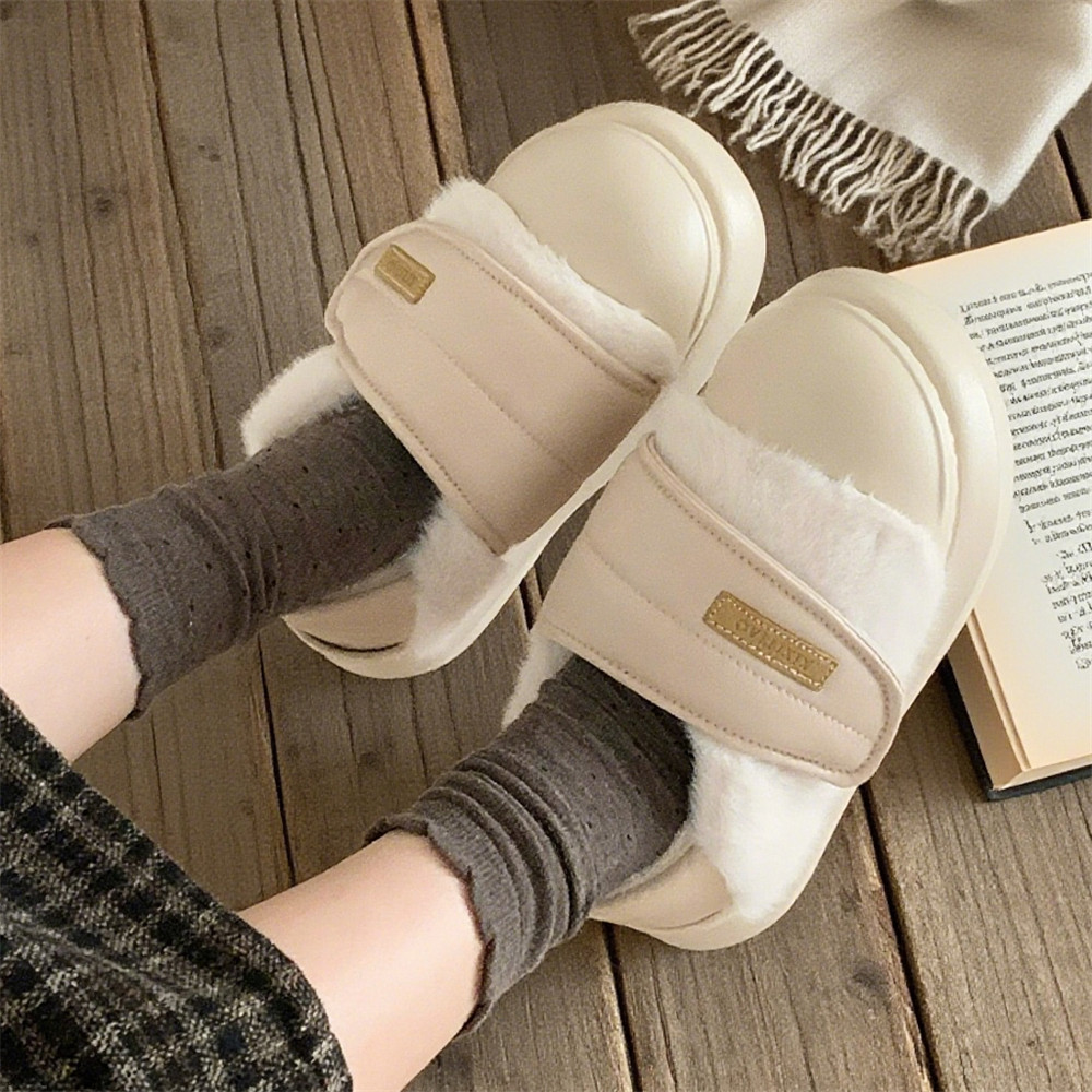 细细条 高级感时尚加绒板鞋女百搭冬季户外防滑ins魔术贴面包棉鞋,淘宝优惠券,粉丝福利购,淘宝优惠卷