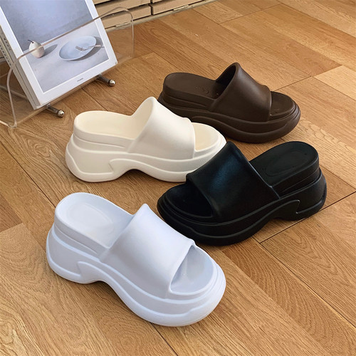 细细条 简约风凉拖鞋增高9cm坡跟足弓时尚百搭防滑户外沙滩鞋女夏 - 图3