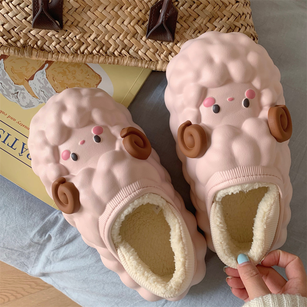 细细条 亲子软萌可爱小羊包跟棉鞋冬季室内外穿保暖防水月子鞋女,淘宝优惠券,粉丝福利购,淘宝优惠卷