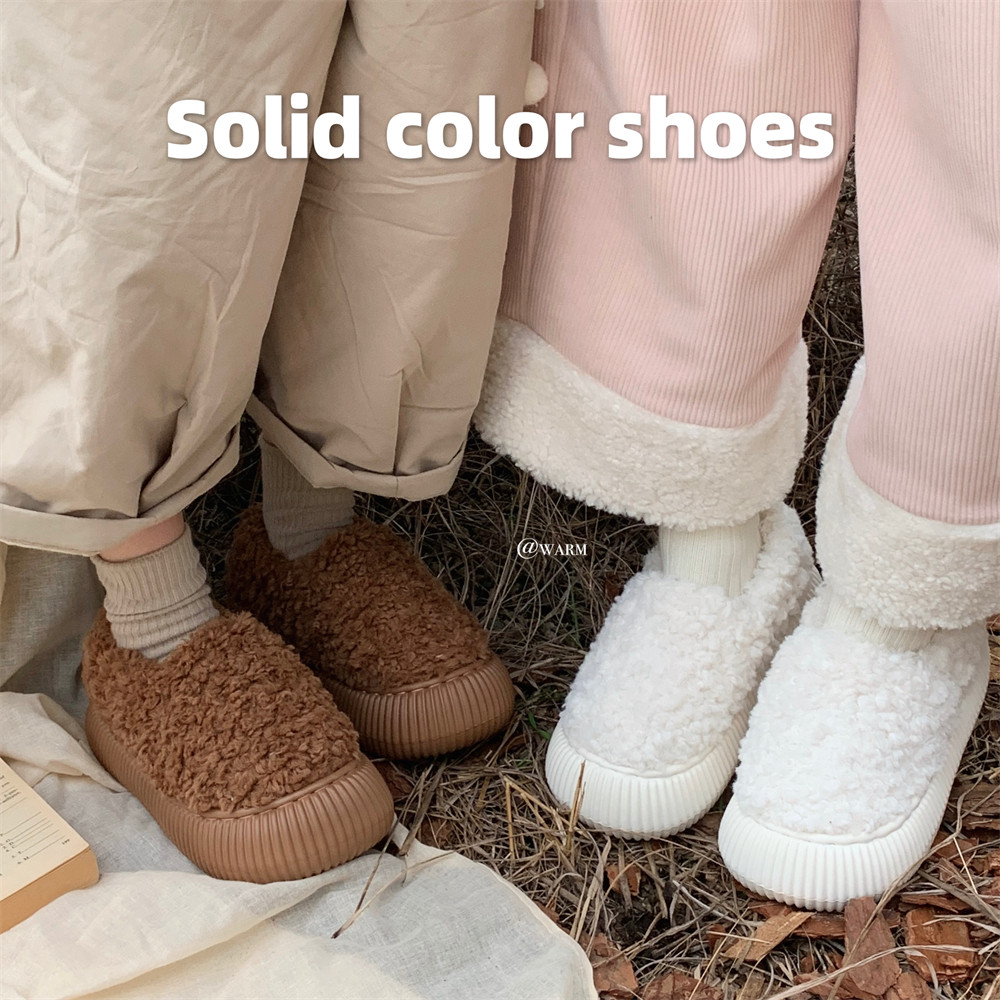 细细条 休闲百搭羊羔毛棉鞋舒适保暖复古冬季街头风懒人面包鞋女,淘宝优惠券,粉丝福利购,淘宝优惠卷