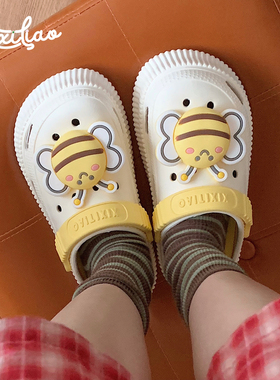 细细条 趣味可爱立体小蜜蜂创意DIY洞洞鞋配件女鞋花扣可拆卸卡扣