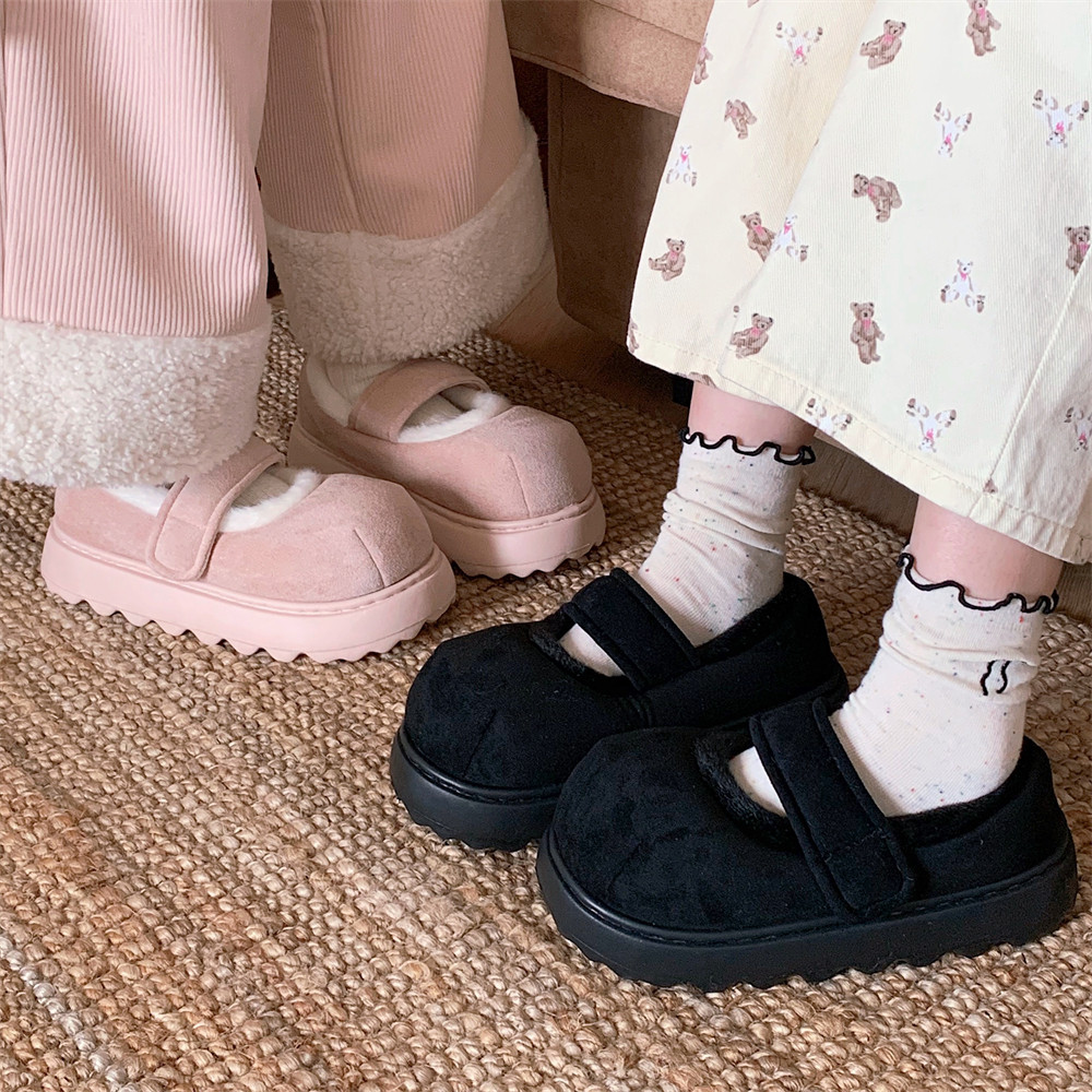 细细条 懒人魔术贴棉鞋厚底百搭冬季学生休闲外穿简约风豆豆鞋女,淘宝优惠券,粉丝福利购,淘宝优惠卷