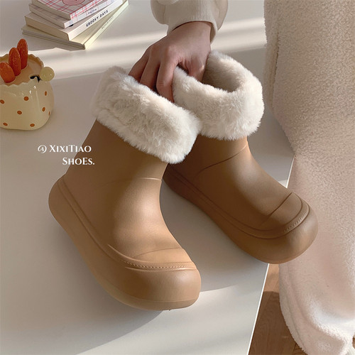 细细条 雪地靴女冬季保暖加绒室外休闲时尚百搭防滑防水东北棉鞋 - 图0