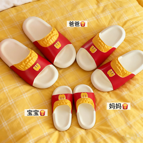 细细条 儿童可爱薯条拖鞋夏eva防滑男童女童外穿居家亲子足弓凉拖 - 图1