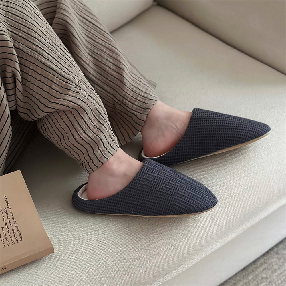 细细条 日系华夫格室内吸汗静音地板鞋男女春夏情侣防滑棉布拖鞋,淘宝优惠券,粉丝福利购,淘宝优惠卷