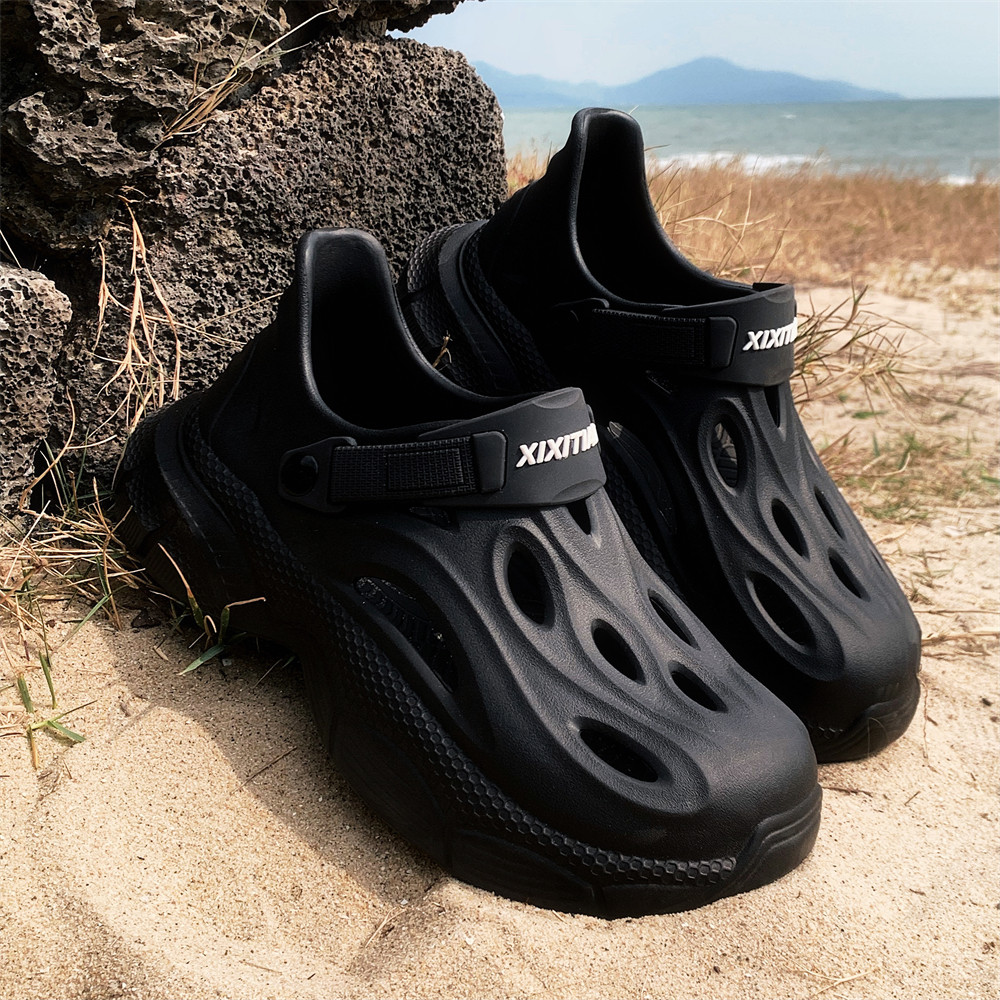 细细条 耐磨一脚蹬沙滩鞋凉鞋男士开车钓鱼涉水鞋包头夏季洞洞鞋,淘宝优惠券,粉丝福利购,淘宝优惠卷