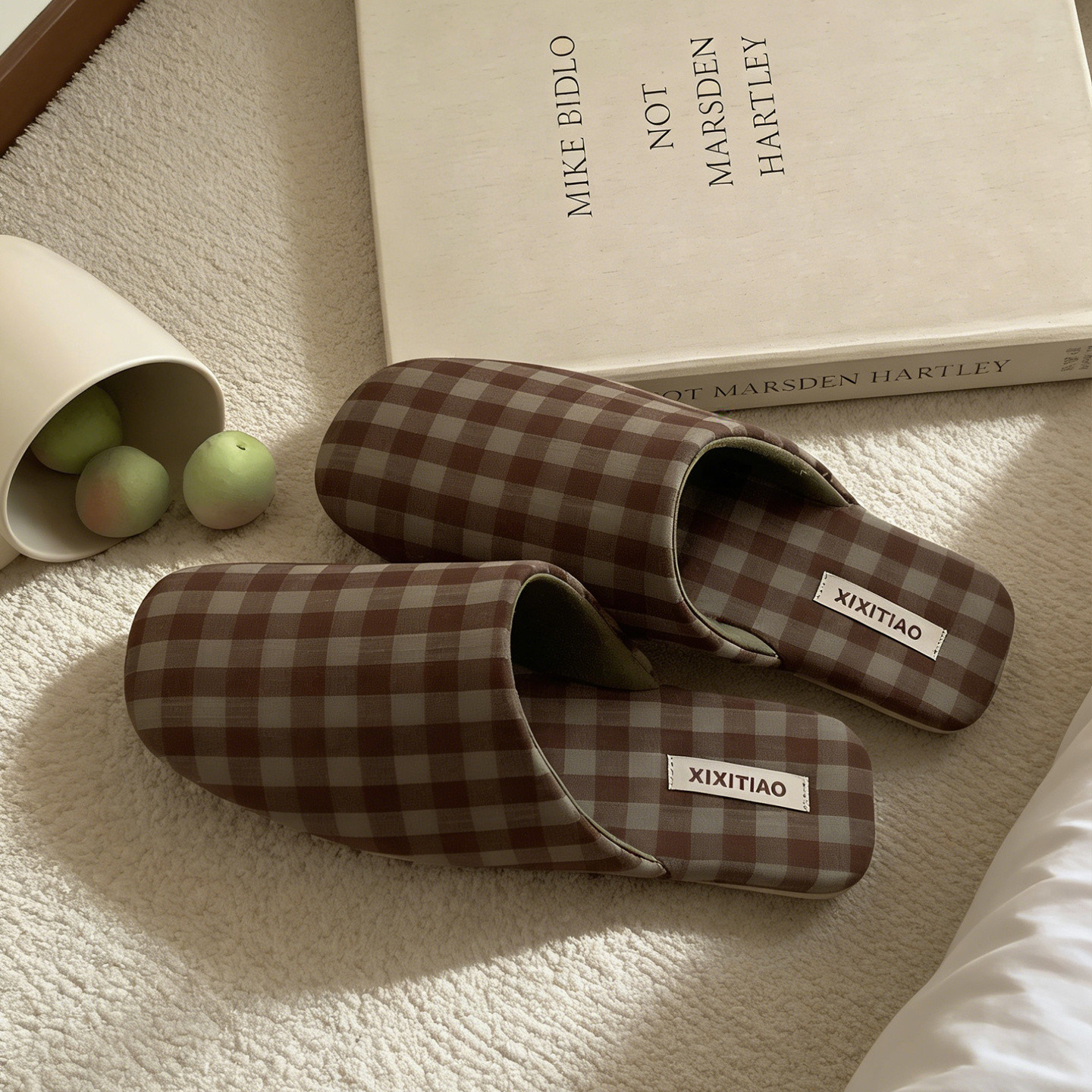 Thin Japanese style home fabric floor shoes for women