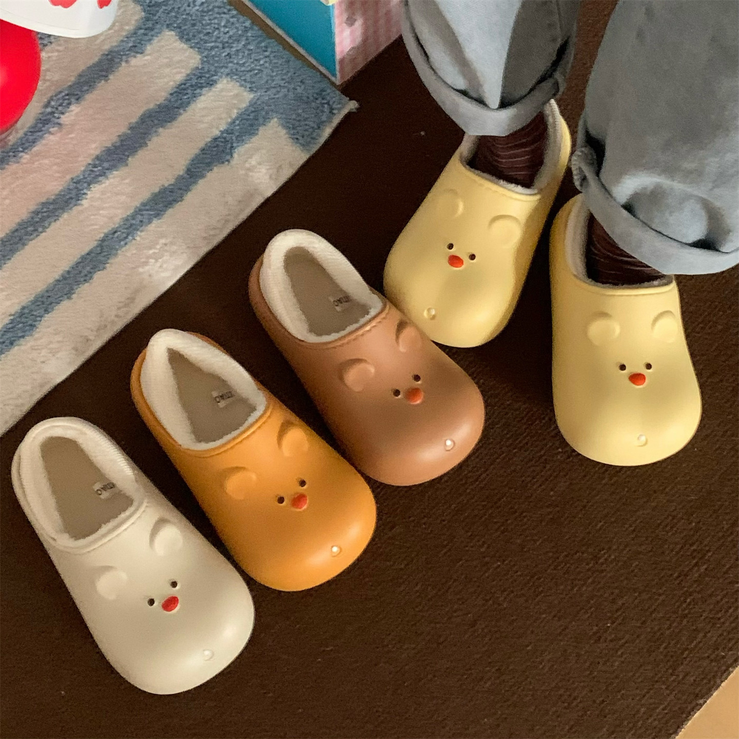 细细条 保暖包跟可爱小熊防水棉拖鞋女冬居家外穿防滑棉鞋月子鞋,淘宝优惠券,粉丝福利购,淘宝优惠卷