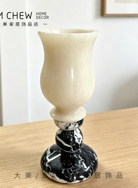 天然玉石花器样板间售楼处高级感创意玄关摆件客厅现代干花插花器