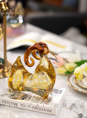轻奢现代高档琉璃贵气动物羊摆件送礼佳品结婚礼物样板房家居装饰