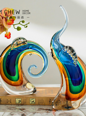 轻奢极简高档琉璃吉象高升象桌面送礼摆件高端艺术品乔迁新居礼物