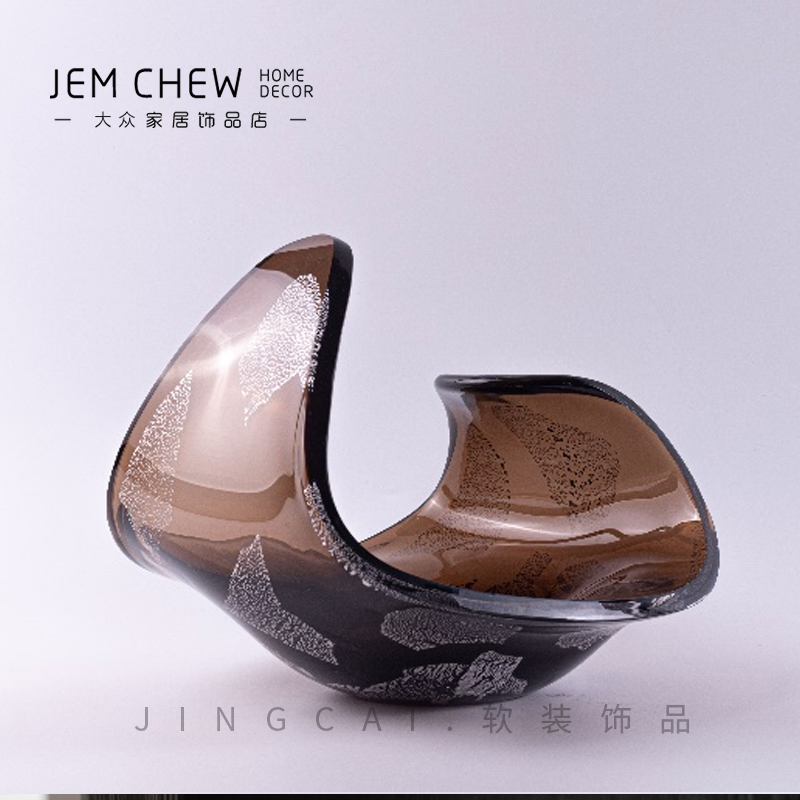 轻奢现代样板间餐厅餐桌上创意火焰玻璃果盘摆件茶几软装搭配家居 - 图1