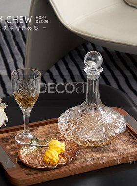 轻奢现代高级花瓶花艺套装酒具马毛托盘茶几玄关客厅餐桌酒店大堂