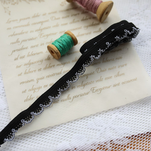 12mm黑白弹力木耳蕾丝花边装饰袖口衣边箱包鞋子床品蕾丝边辅料 - 图2