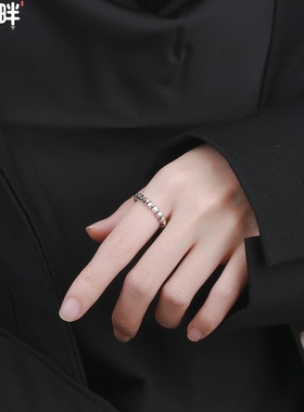 锦河畔 s925纯银小众设计不规则碎银子戒指百搭简约潮流开口戒