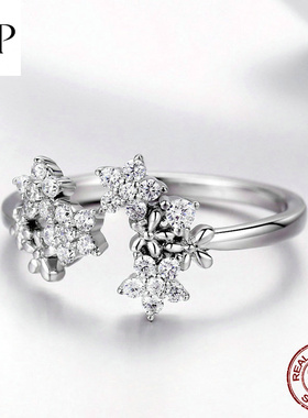 锦河畔欧美风镶钻银戒