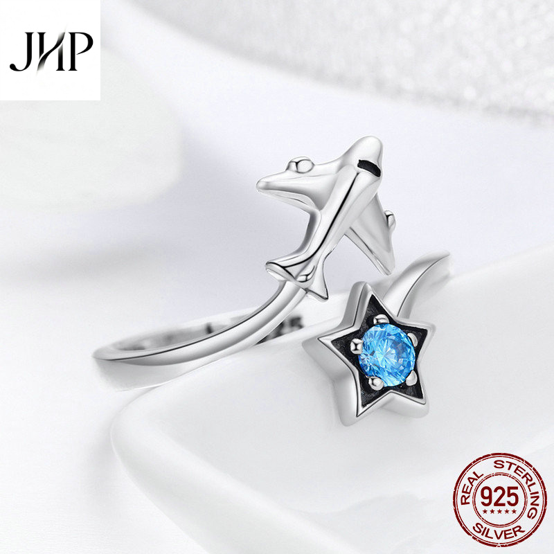 锦河畔新款锆石时尚女士戒指飞机开口可调节纯银s925指环 - 图3