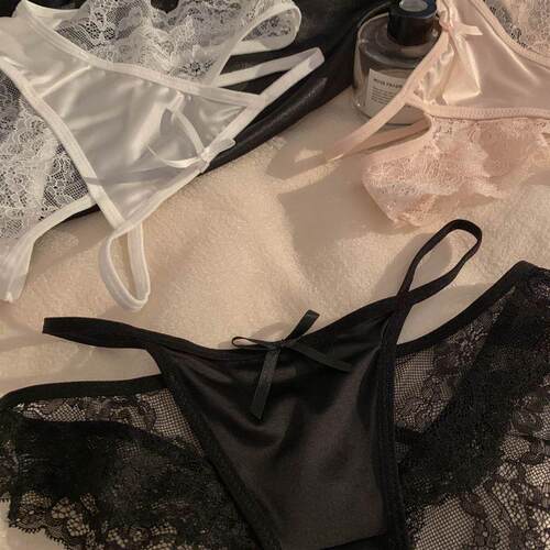 女生法式纯欲镂空低腰女士细带高开叉性感蕾丝内裤女2026新款冰丝 - 图2