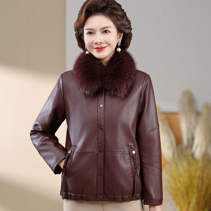中年女皮衣2026冬装新款妈妈外套休闲宽松加绒小个子妇女PU皮夹克,淘宝优惠券,粉丝福利购,淘宝优惠卷