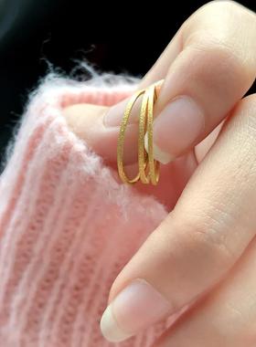 极细磨砂戒指女不掉色叠戴素圈