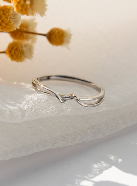 纯银戒指女小众设计开口可调节